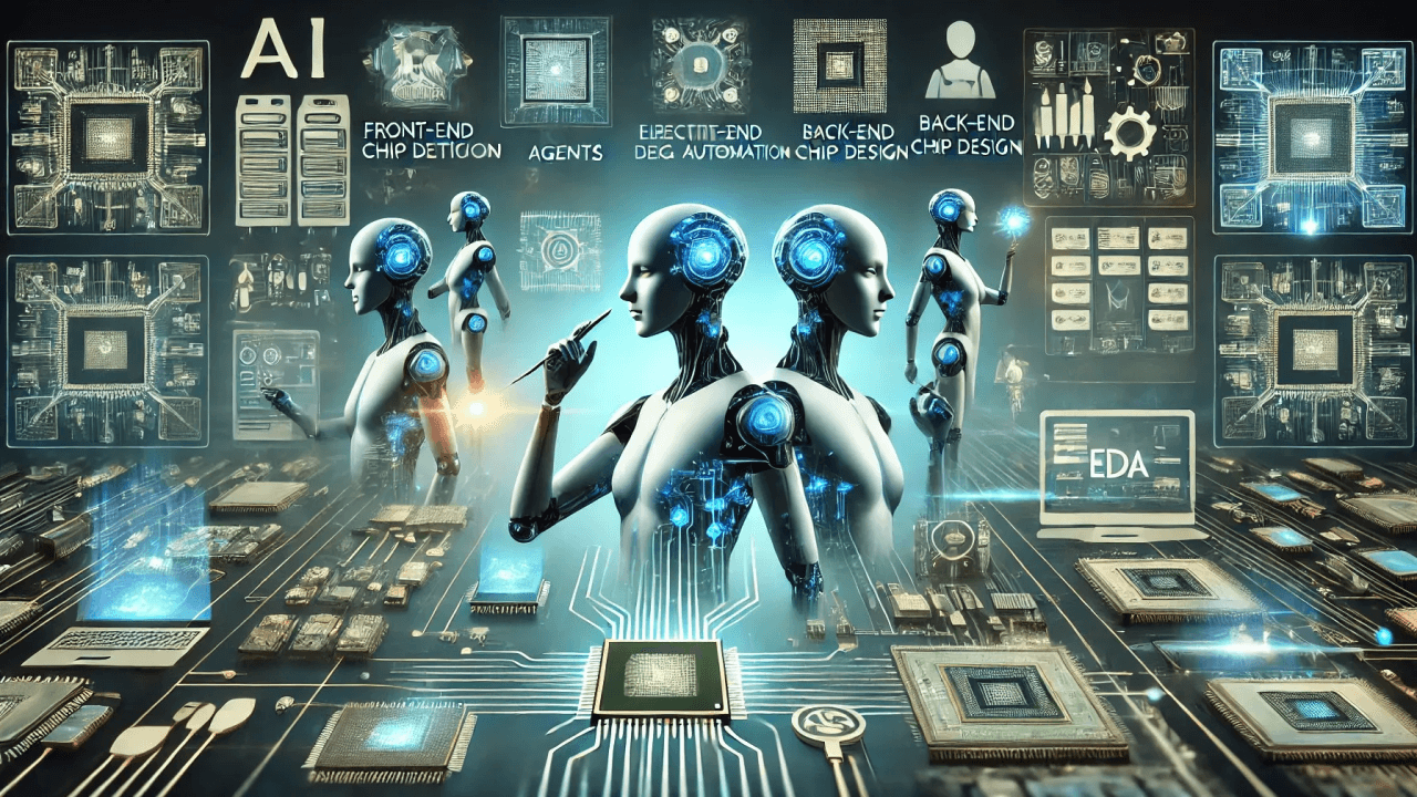 Abstract illustration of connected EDA tools generated by AI